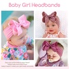 image:imageOAOLEER 3PCS Baby Girls Bows Headbands Nylon Hairbands Ribbon Bow Elastic Hair Accessories for Newborns Infants Toddlers and Kids PinkPink