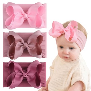 image:imageOAOLEER 3PCS Baby Girls Bows Headbands Nylon Hairbands Ribbon Bow Elastic Hair Accessories for Newborns Infants Toddlers and Kids PinkPink