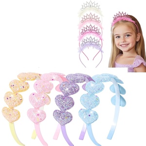 image:imageOAOLEER 4 PCS Princess Crown Headbands for Girls Heart Head BandsRhinestone Tulle Hairbands for Girls Toddler Tiara Crown Hair Accessories for Birthday Party Proms