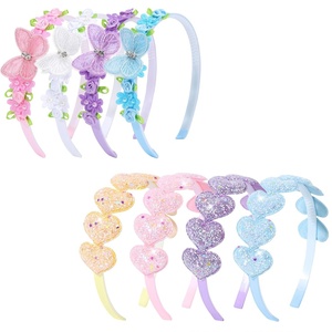 image:imageOAOLEER 4PCS Headband for Girls Heart Head BandsFlower Headbands Floral Hair Bands Non Slip Hoops Accessories for Girls Toddlers Kids Teens ChildrenButterfly Headbands 1 Count Pack of 4