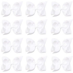 image:imageOaoleer 8PCS Hair Bows for Girls Green Grosgrain Ribbon Boutique Bow Alligator Clips Hair Accessories for Toddlers Little Girls Kids 8inch 6inch 45inch 3inch in PairWhite