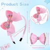 image:imageOAOLEER 1 PCS Pink Bow Headbands for Girls with 2 PCS Pink Hair Bow ClipsCandy Tulle Hairbands Girls Hair Accessories for Birthday Party Proms