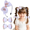 image:imageOAOLEER 1 PCS White Bow Headbands for Girls with 2 PCS Pink Hair Bow ClipsCandy Tulle Hairbands Girls Hair Accessories for Birthday Party Proms
