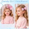 image:imageOAOLEER 1 PCS White Bow Headbands for Girls with 2 PCS White Hair Bow ClipsCandy Tulle Hairbands Girls Hair Accessories for Birthday Party PromsPink