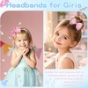 image:imageOAOLEER 1 PCS White Bow Headbands for Girls with 2 PCS White Hair Bow ClipsCandy Tulle Hairbands Girls Hair Accessories for Birthday Party PromsPink