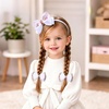 image:imageOAOLEER 1 PCS White Bow Headbands for Girls with 2 PCS White Hair Bow ClipsCandy Tulle Hairbands Girls Hair Accessories for Birthday Party PromsWhite