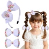 image:imageOAOLEER 1 PCS White Bow Headbands for Girls with 2 PCS White Hair Bow ClipsCandy Tulle Hairbands Girls Hair Accessories for Birthday Party PromsWhite