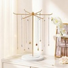image:imageOAOLEER Necklace Holder Display Rotating Jewelry Stand Gold Metal Necklace Organizer Hanging Jewelry Display for Vendors Bracelet Keychain Storage for WomenGirls