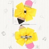 image:imageBack to School Pencil Hair Bows Oaoleer 6PCS Grosgrain Ribbon Yellow Decorations for Girls Toddlers Kids Grades K5Pencil Pinwheel Bows Clips