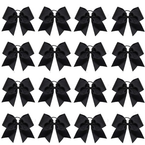 image:image16PCS 8 Large Cheer Hair Bows Ponytail Holder Elastic Band Handmade for Cheerleading Teen Girls College Sports Royal blueRed 1 Count Pack of 16Black
