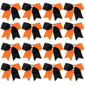 image:image16PCS 8 Large Cheer Hair Bows Ponytail Holder Elastic Band Handmade for Cheerleading Teen Girls College Sports Royal blueRed 1 Count Pack of 16BlackOrange