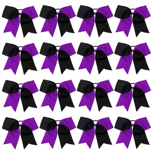 image:image16PCS 8 Large Cheer Hair Bows Ponytail Holder Elastic Band Handmade for Cheerleading Teen Girls College Sports Royal blueRed 1 Count Pack of 16BlackPurple