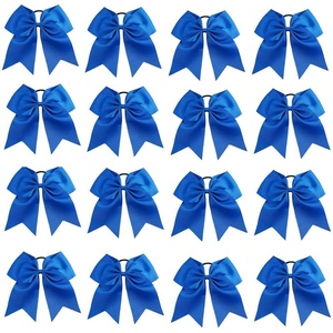 image:image16PCS 8 Large Cheer Hair Bows Ponytail Holder Elastic Band Handmade for Cheerleading Teen Girls College Sports Royal blueRed 1 Count Pack of 16Blue