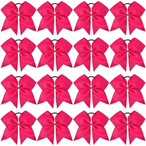 image:image16PCS 8 Large Cheer Hair Bows Ponytail Holder Elastic Band Handmade for Cheerleading Teen Girls College Sports Royal blueRed 1 Count Pack of 16Dark Rose