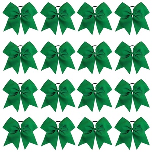 image:image16PCS 8 Large Cheer Hair Bows Ponytail Holder Elastic Band Handmade for Cheerleading Teen Girls College Sports Royal blueRed 1 Count Pack of 16Forest Green
