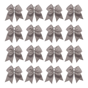image:image16PCS 8 Large Cheer Hair Bows Ponytail Holder Elastic Band Handmade for Cheerleading Teen Girls College Sports Royal blueRed 1 Count Pack of 16Gray