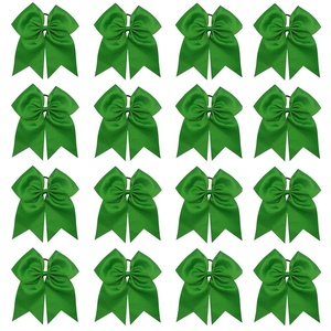 image:image16PCS 8 Large Cheer Hair Bows Ponytail Holder Elastic Band Handmade for Cheerleading Teen Girls College Sports Royal blueRed 1 Count Pack of 16Green