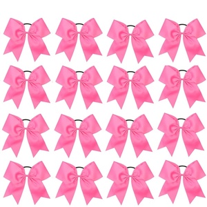 image:image16PCS 8 Large Cheer Hair Bows Ponytail Holder Elastic Band Handmade for Cheerleading Teen Girls College Sports Royal blueRed 1 Count Pack of 16Hot Pink
