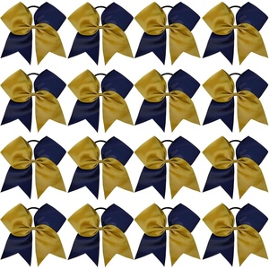 image:image16PCS 8 Large Cheer Hair Bows Ponytail Holder Elastic Band Handmade for Cheerleading Teen Girls College Sports Royal blueRed 1 Count Pack of 16NavyGold