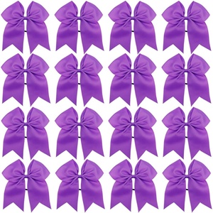 image:image16PCS 8 Large Cheer Hair Bows Ponytail Holder Elastic Band Handmade for Cheerleading Teen Girls College Sports Royal blueRed 1 Count Pack of 16Purple