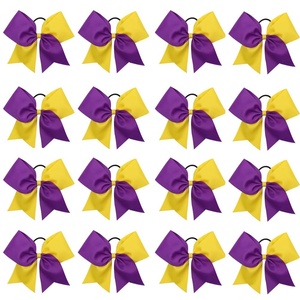 image:image16PCS 8 Large Cheer Hair Bows Ponytail Holder Elastic Band Handmade for Cheerleading Teen Girls College Sports Royal blueRed 1 Count Pack of 16PurpleGold