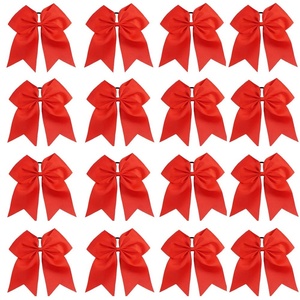 image:image16PCS 8 Large Cheer Hair Bows Ponytail Holder Elastic Band Handmade for Cheerleading Teen Girls College Sports Royal blueRed 1 Count Pack of 16Red