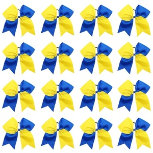 image:image16PCS 8 Large Cheer Hair Bows Ponytail Holder Elastic Band Handmade for Cheerleading Teen Girls College Sports Royal blueRed 1 Count Pack of 16Royal BlueYellow