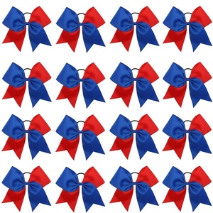 image:image16PCS 8 Large Cheer Hair Bows Ponytail Holder Elastic Band Handmade for Cheerleading Teen Girls College Sports Royal blueRed 1 Count Pack of 16Royal blueRed