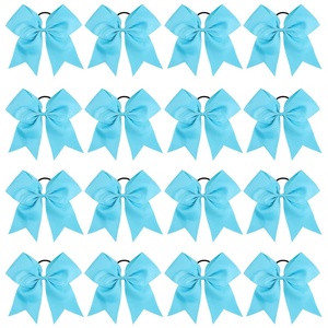 image:image16PCS 8 Large Cheer Hair Bows Ponytail Holder Elastic Band Handmade for Cheerleading Teen Girls College Sports Royal blueRed 1 Count Pack of 16Sky Blue