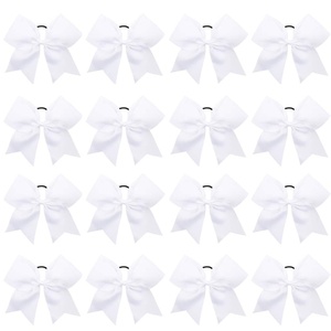 image:image16PCS 8 Large Cheer Hair Bows Ponytail Holder Elastic Band Handmade for Cheerleading Teen Girls College Sports Royal blueRed 1 Count Pack of 16White