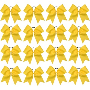 image:image16PCS 8 Large Cheer Hair Bows Ponytail Holder Elastic Band Handmade for Cheerleading Teen Girls College Sports Royal blueRed 1 Count Pack of 16Yellow